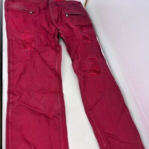 Embellish jeans men 44x34 Stiff Maroon NWT   Distressed Ripped